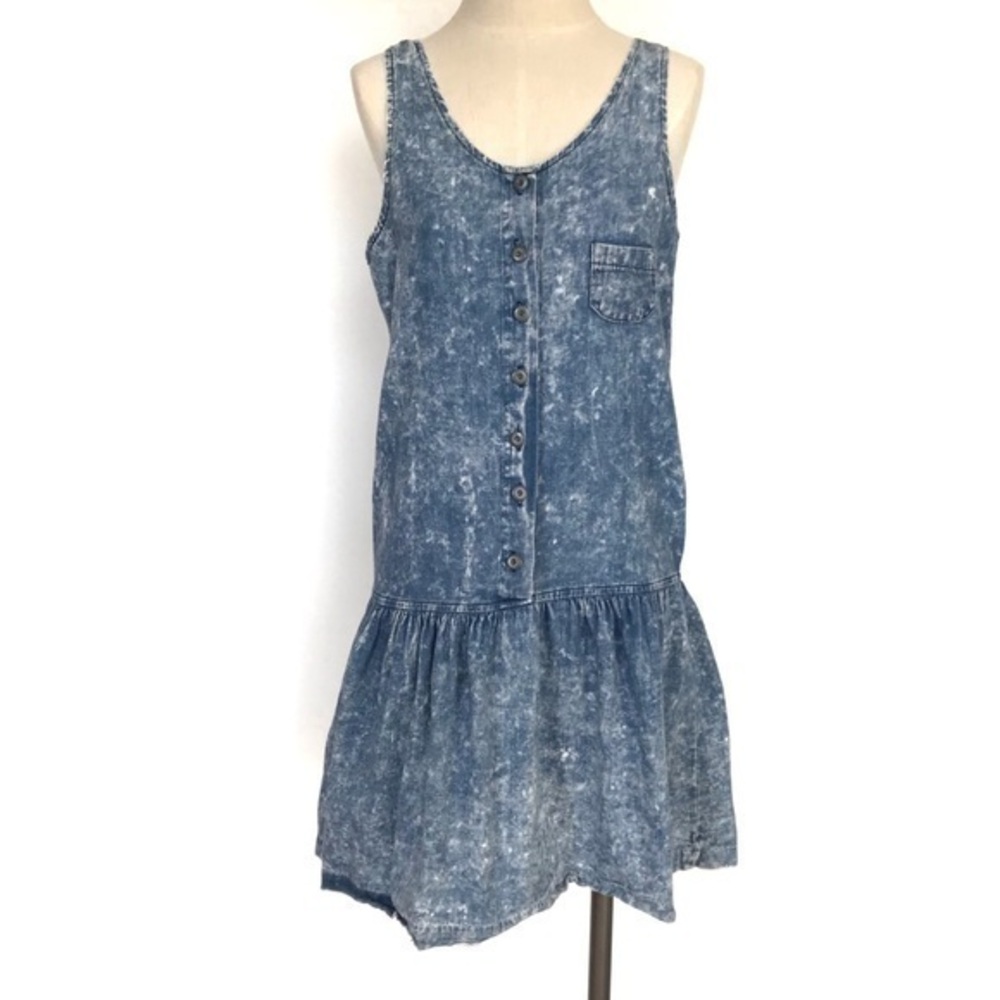 Vintage Acid Wash Denim Drop Waist Dress Size 9